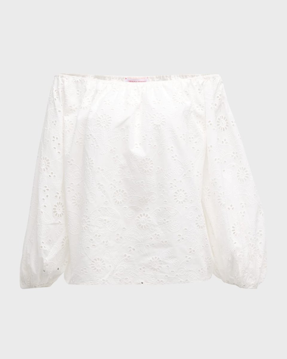 Off-Shoulder Eyelet Embroidered Top